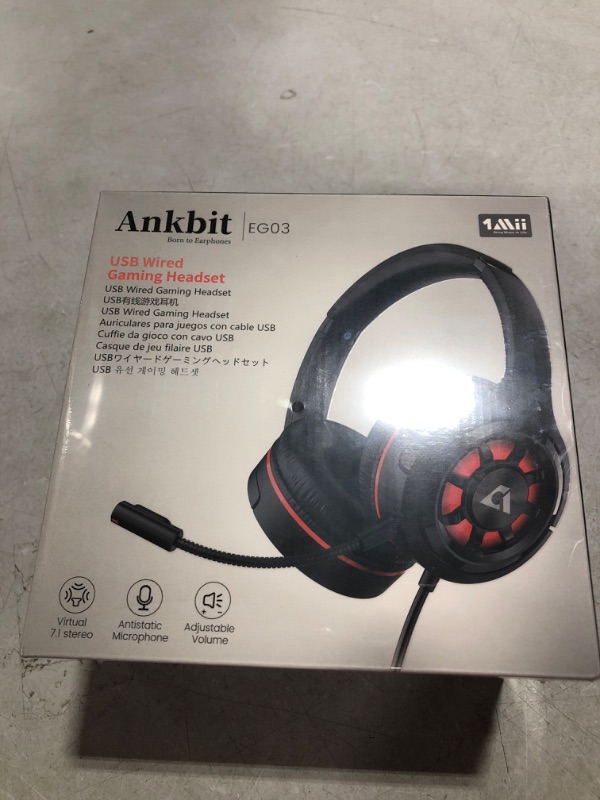 Photo 2 of Ankbit Gaming PC Headsets, Stereo Headphones for PS4/PS5, Wired Computer Headsets Noise Cancelling with Mic & Led Light- EG03 Black