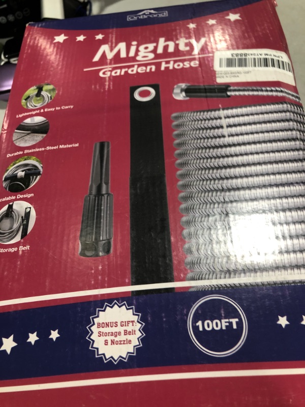 Photo 1 of 100ft Garden Hose Made by Metal with Super Tough and Soft Water Hose, Household Stainless Steel Hose, Durable Metal Hose with Adjustable Nozzle