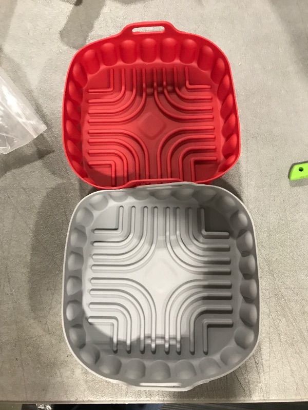 Photo 2 of 2 Pcs Air Fryer Silicone Liners?No Cheap Materials & Healthier and Safer Silicone?Reusable Heat Resistant Silicone Air Fryer Liners for 4 to 8 QT Air Fryer Inserts (Top 8.5 ", Bottom 7 ")