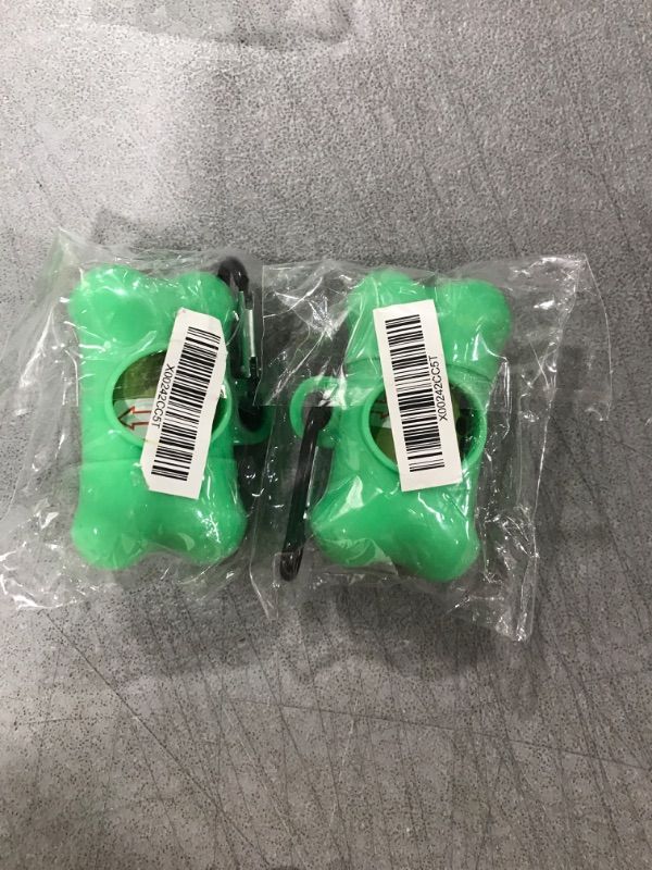 Photo 1 of 2 HaoDeng Poop Bag Dispenser - Includes 1 Roll (15 Bags) - Large, Earth-Friendly, Leak-Proof Pet Waste Bags Green