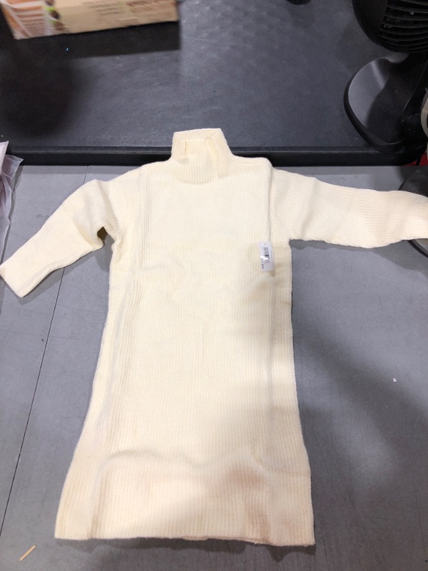 Photo 1 of Amazon Essentials Girls' Soft Touch Long-Sleeve Mock Neck Sweater Dress Small Ivory
