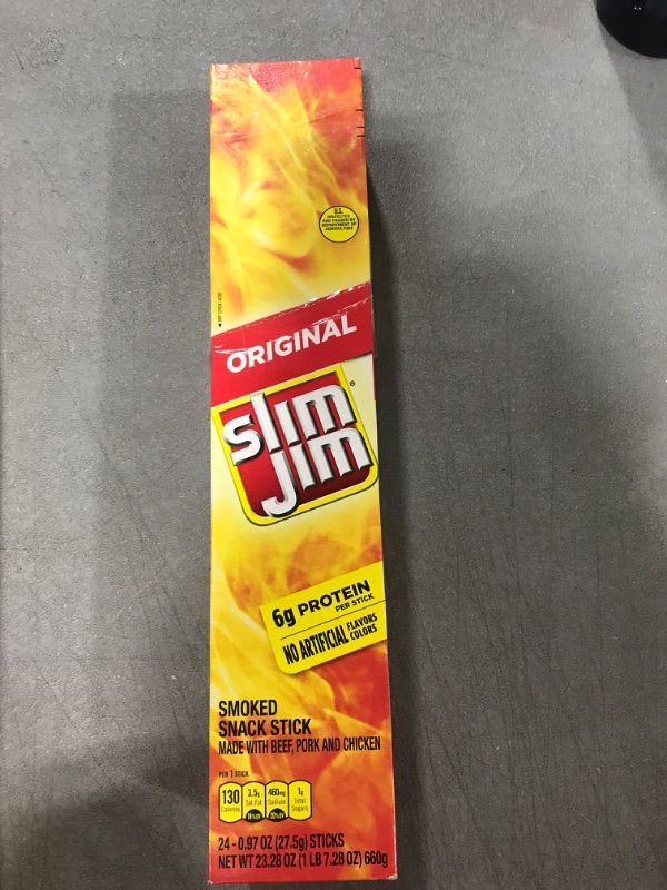 Photo 2 of Slim Jim Giant Smoked Meat Stick, Original Flavor, Keto Friendly, 0.97 Ounce (Pack of 24) Original 0.97 Ounce (Pack of 24)