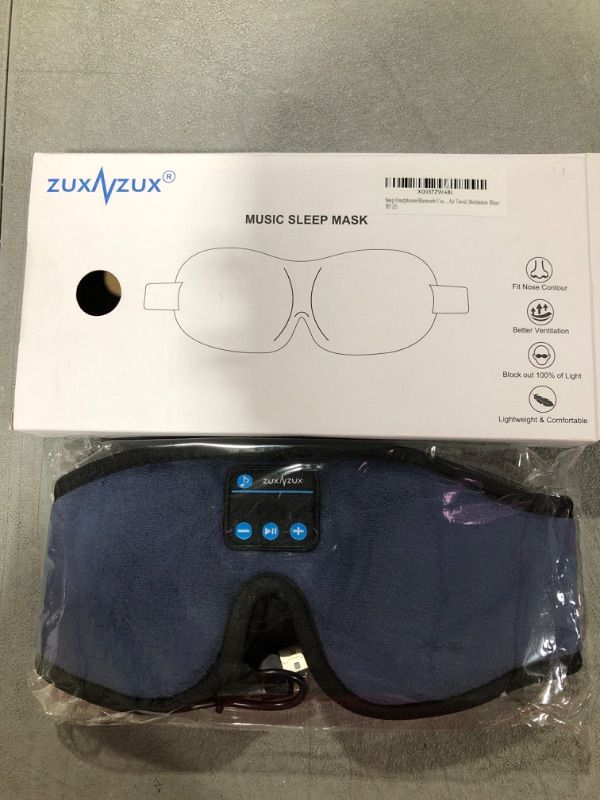 Photo 2 of Sleep Headphones Bluetooth 5.2 Wireless 3D Eye Mask, ZUXNZUX Washable Sleeping Headphones with Soft Sponge Wrapped Ultra Thin Stereo Speakers for Insomnia Travel and Side Sleepers (Blue)