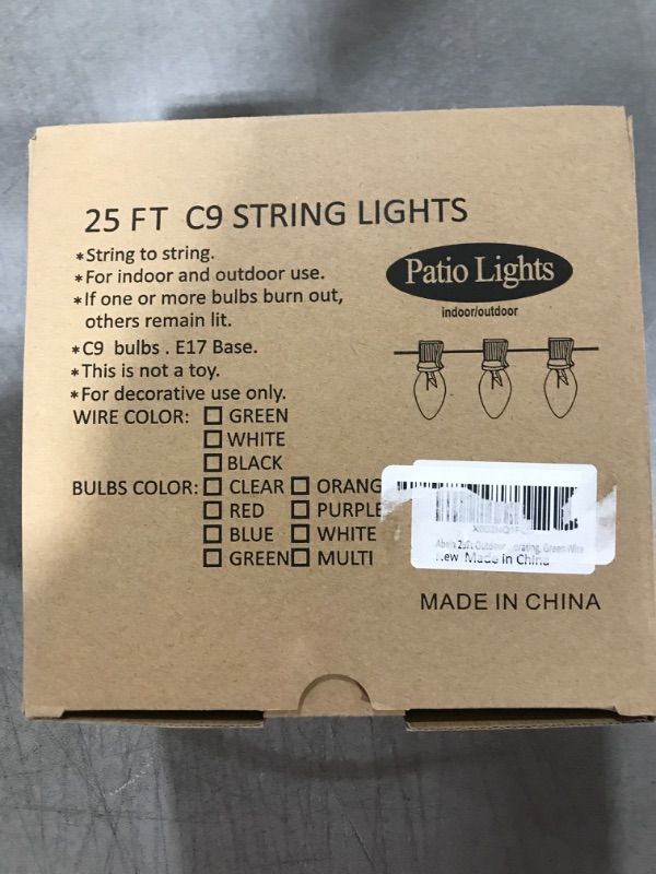Photo 2 of 25 Feet C9 Bulb String Lights Outdoor Multicolored Christmas Lights Green Wire for Outdoor Patio Room Party Backyard Decoration, 25 Bulbs
