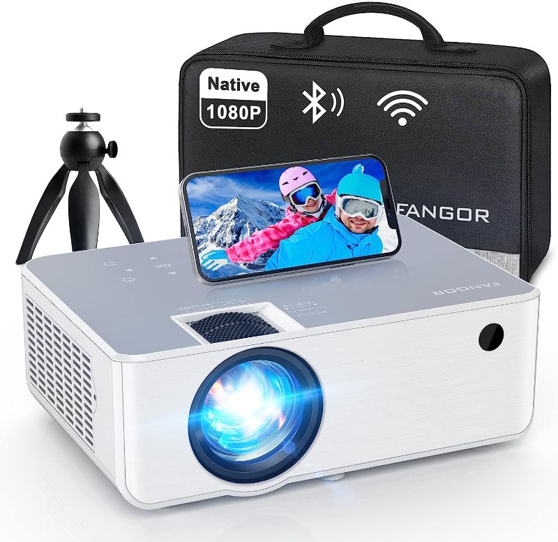 Photo 1 of FANGOR 1080P HD Projector, WiFi Bluetooth Projectors, Max 230”Projection Screen Portable Home Theater Video Movie Proyector With Tripod, Compatible with HDMI, VGA, USB, Laptop, iOS & Android Phone
