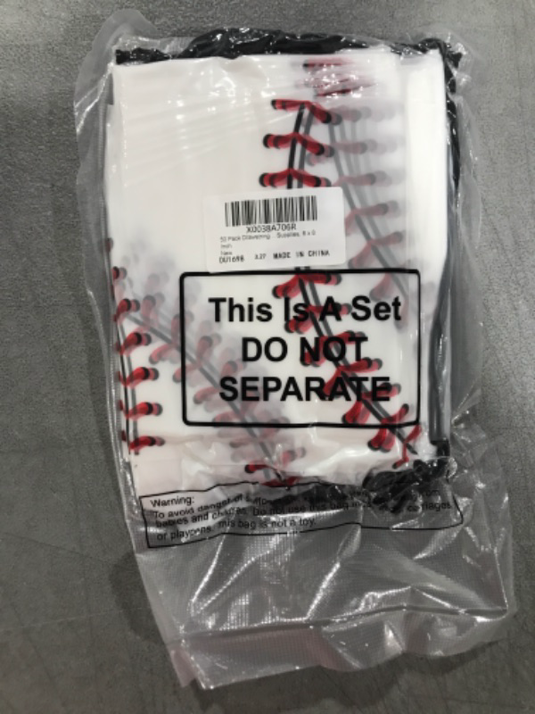 Photo 2 of 50 Pack Drawstring Baseball Party Bags Plastic Baseball Party Favor Bags Baseball Snack Bags Baseball Goodie Bags Baseball Gift Bags for Kids Boys Birthday Baseball Theme Party Supplies, 6 x 8 Inch