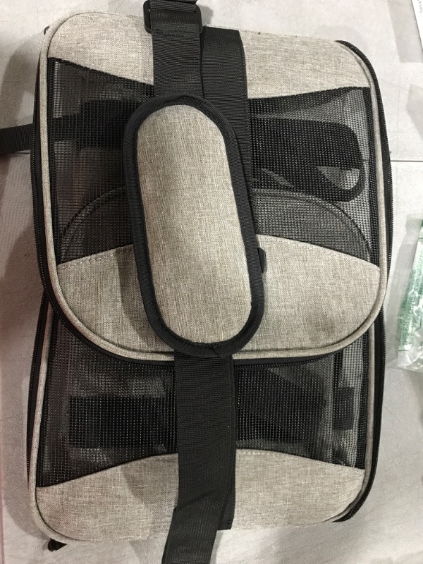 Photo 2 of  Pet Carriers Airline Approved Dog Cat Travel Soft Sided Carrier Reflective Mesh Safe Pet Cat Carrier Foldable Portable Small Animal Rabbit Puppy Cat Carrier Grey
