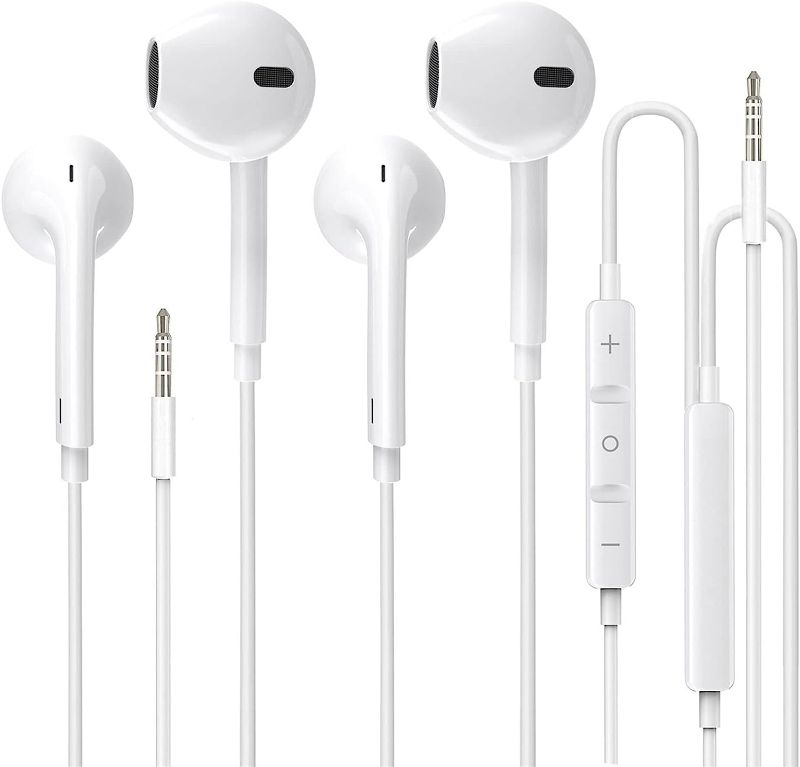 Photo 1 of 2 Pack -Apple Earbuds for iPhone Headphones [Apple MFi Certified] with 3.5mm Connector with Mic Volume Control Compatible with iPhone/iPad/iPod, Computer, MP3/4, Android 3.5mm Audio Devices
