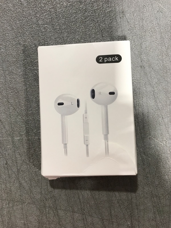 Photo 2 of 2 Pack -Apple Earbuds for iPhone Headphones [Apple MFi Certified] with 3.5mm Connector with Mic Volume Control Compatible with iPhone/iPad/iPod, Computer, MP3/4, Android 3.5mm Audio Devices

