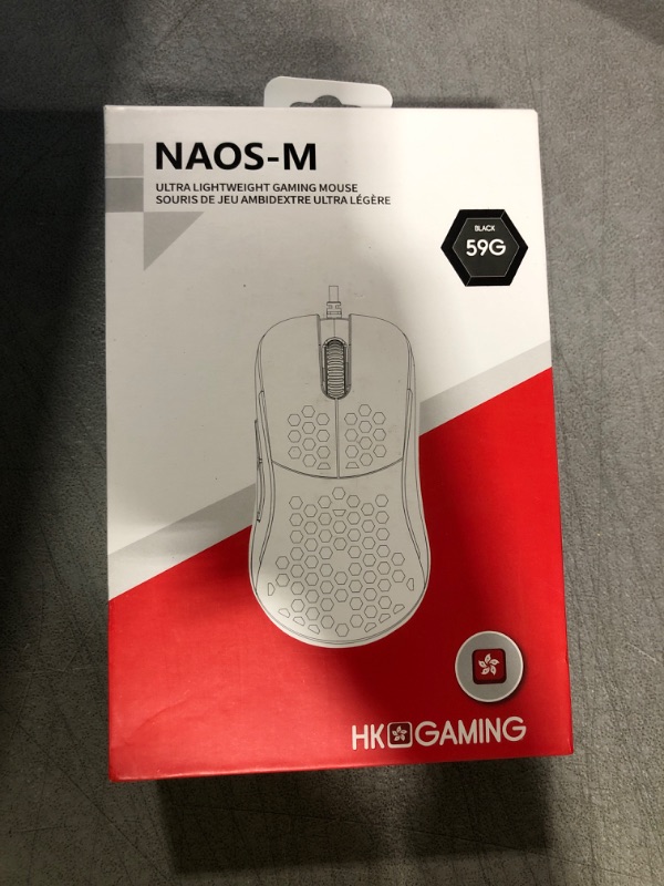 Photo 1 of HK GAMING NAOS M Ultra Lightweight Honeycomb Shell Ambidextrous Wired RGB Gaming Mouse 12 000 cpi - 7 Buttons - 59 g (Naos-M, Black) Medium | Naos-M Black