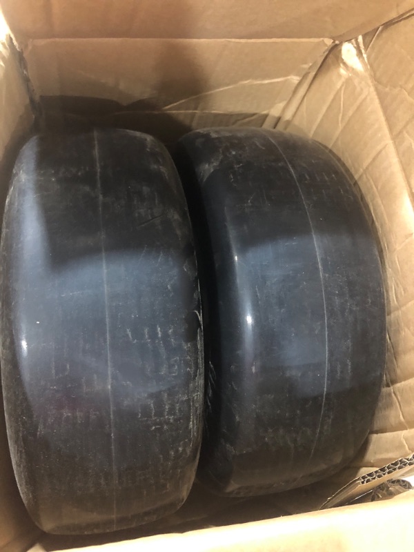 Photo 2 of 2 PCS Upgrade 13x5.00-6 Flat Free Lawn Mower Tire and Wheel with 3/4" & 5/8" Grease Bushing, Zero Turn Mower Front Solid Tire Assembly for Commercial Grade Lawn, Garden Turf, 3.25"-5.9" Centered Hub
