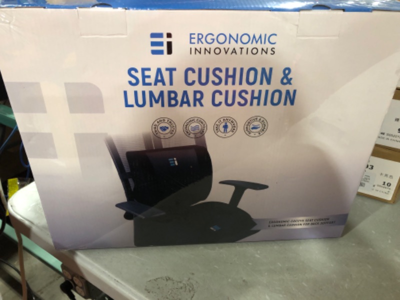 Photo 1 of ERGONOMIC INNOVATIONS Office Chair Seat Cushion for Tailbone Pain Relief & Lumbar Support Pillow for Office Chair with Dual Adjustable Straps, Lower Back, Coccyx, Sciatica, Hip, Memory Foam Chair Pads
