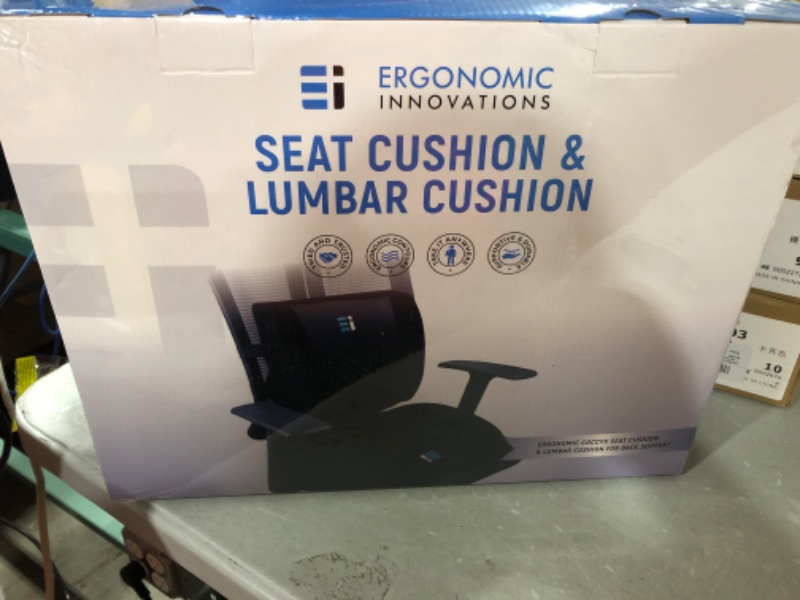 Photo 2 of ERGONOMIC INNOVATIONS Office Chair Seat Cushion for Tailbone Pain Relief & Lumbar Support Pillow for Office Chair with Dual Adjustable Straps, Lower Back, Coccyx, Sciatica, Hip, Memory Foam Chair Pads
