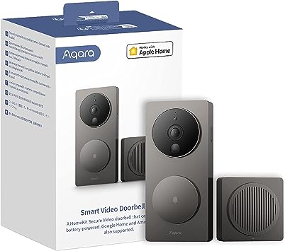 Photo 1 of Aqara Video Doorbell G4 (Chime Included), 1080p FHD HomeKit Secure Video Doorbell Camera, Local Face Recognition and Automations, Wireless or Wired, Supports Apple Home, Alexa, Google, IFTTT, Gray
