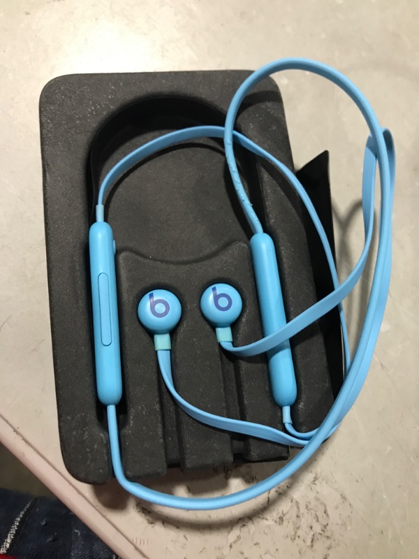 Photo 2 of Beats Flex Wireless Earbuds – Apple W1 Headphone Chip, Magnetic Earphones, Class 1 Bluetooth, 12 Hours of Listening Time, Built-in Microphone - Flame Blue 