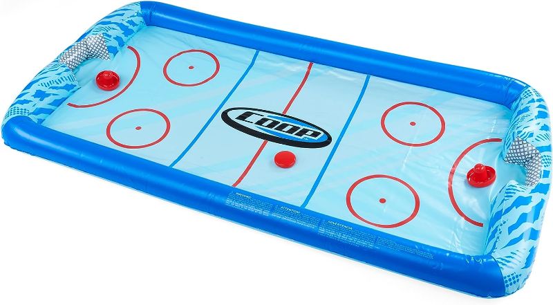 Photo 1 of COOP by SwimWays Hydro Hockey Inflatable Water Floating Table Hockey Set, Pool Toy for Kids Ages 5+
