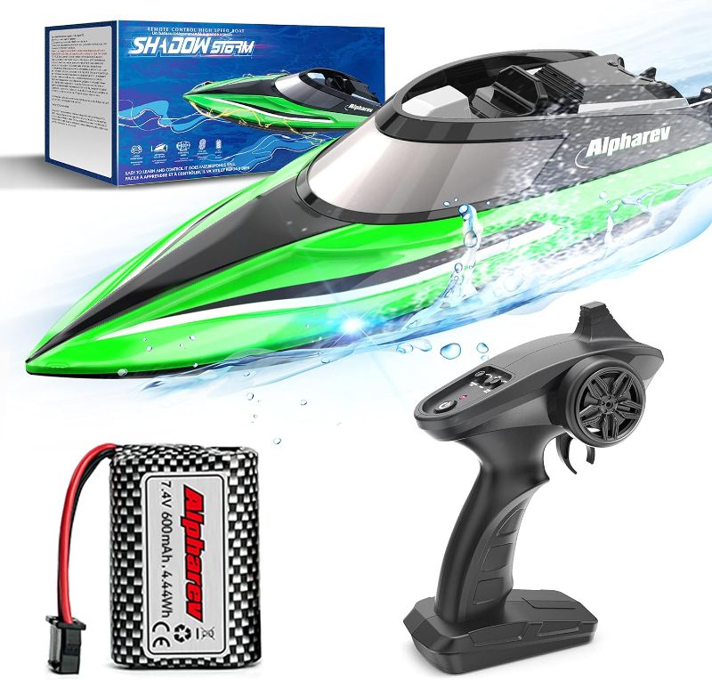 Photo 1 of ALPHAREV RC Boat - R308MINI Remote Control Boat for Pool & Lake, 2.4GHz Mini RC Boats for Adults & Kids, RC Speed Boat with Rechargeable Battery, Summer Outdoor Water Toys Birthday Gifts for Boys
