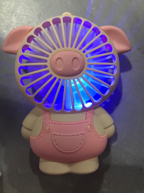 Photo 2 of  Portable USB Fan, Mini Fan with Cute Pig Shape Design, Quiet Dimmable USB Rechargeable Small Fan with 2 Powerful Wind for Office, Bedroom, Great Gift (Pig, Pink)