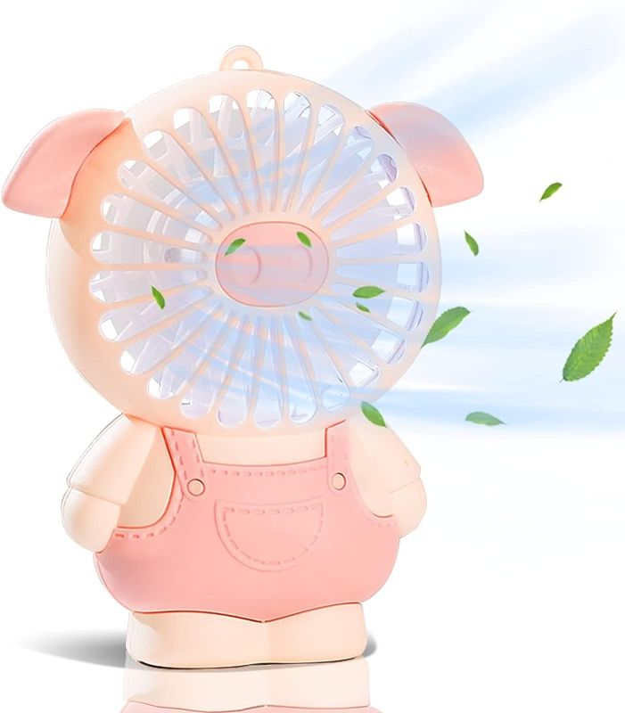 Photo 1 of  Portable USB Fan, Mini Fan with Cute Pig Shape Design, Quiet Dimmable USB Rechargeable Small Fan with 2 Powerful Wind for Office, Bedroom, Great Gift (Pig, Pink)