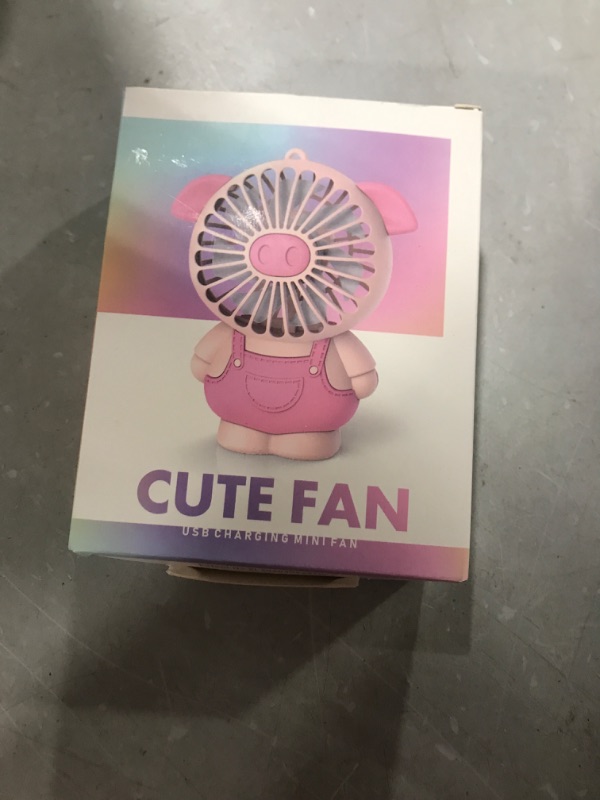 Photo 3 of  Portable USB Fan, Mini Fan with Cute Pig Shape Design, Quiet Dimmable USB Rechargeable Small Fan with 2 Powerful Wind for Office, Bedroom, Great Gift (Pig, Pink)