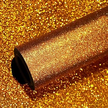 Photo 1 of VEELIKE Gold Glitter Wallpaper Stick and Peel for Bedroom Walls Brown Gold Glitter Contact Paper for Cabinets 15.7''x354'' Self Adhesive Removable Sparkle Glitter Fabric Roll for Furniture Desk Shelf
