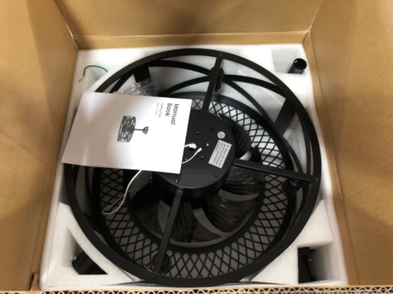 Photo 1 of MOOONICHE Caged Ceiling Fan with Lights, Modern Enclosed Ceiling Fan Indoor with Remote Control, Black Industrial Ceiling Fan Light Kit for Bedroom, Kitchen Black-3