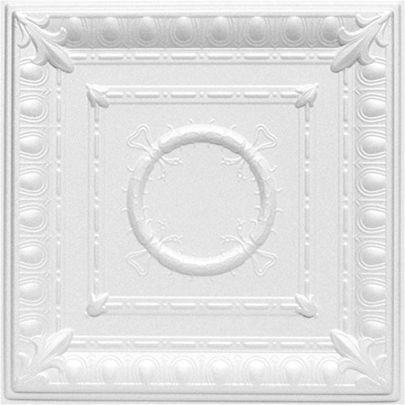 Photo 1 of A La Maison Ceilings R47 Romanesque Foam Glue-up Ceiling Tile (21.6 sq. ft./Case), Pack of 8, Plain White
