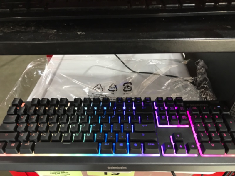 Photo 2 of SteelSeries Apex 3 RGB Gaming Keyboard – 10-Zone RGB Illumination – IP32 Water Resistant – Premium Magnetic Wrist Rest (Whisper Quiet Gaming Switch)