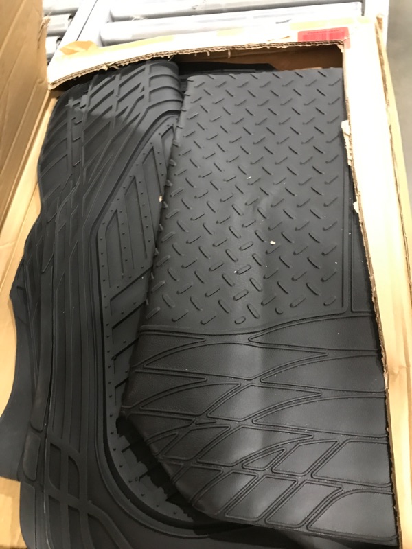 Photo 2 of  4-Piece All-Weather Protection Heavy Duty Rubber Floor Mats Set with Cargo Liner for Cars, SUVs, and Trucks?Black,Universal Trim to Fit Black Thick Heavy Duty Rubber 4-Piece