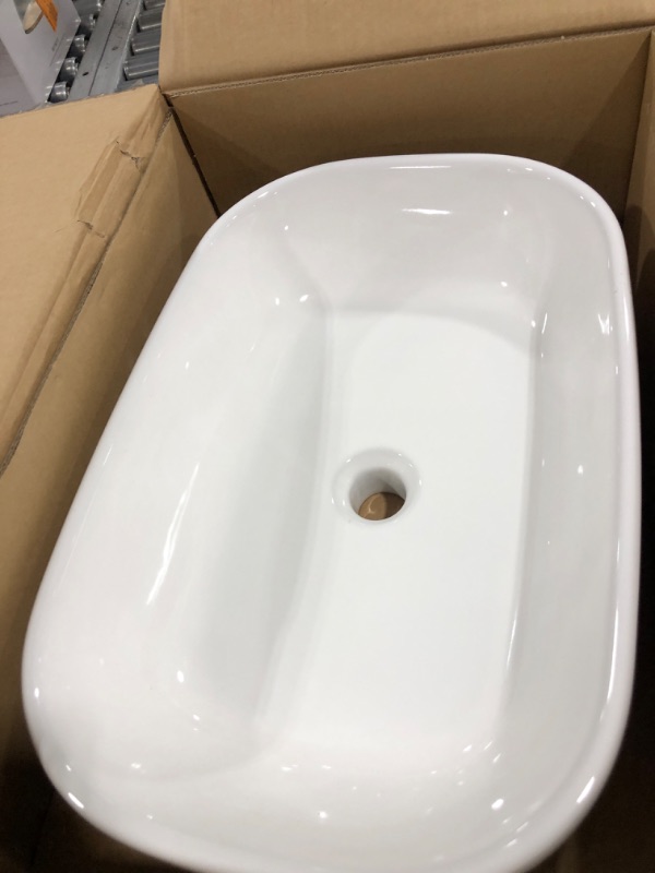 Photo 1 of 21.2 in. Ceramic Rectangular Vessel Bathroom Sink in White
