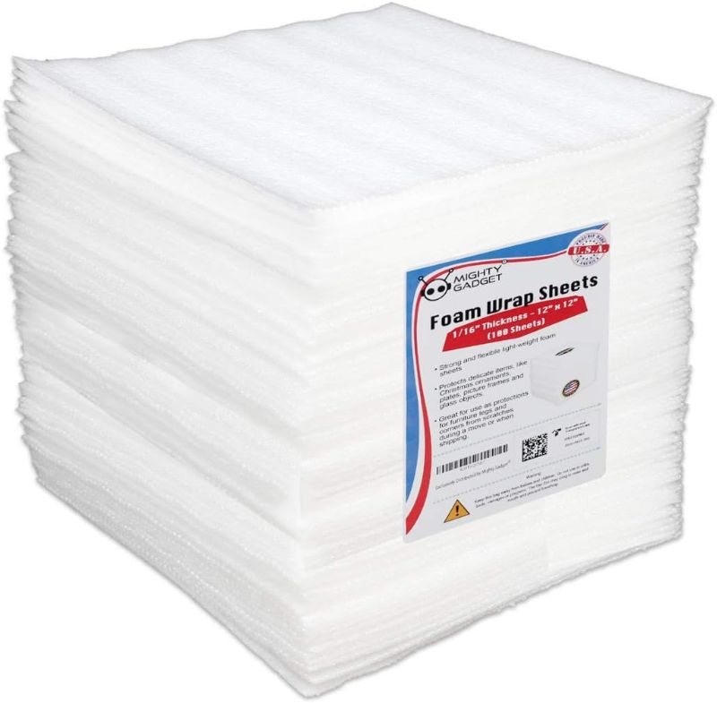 Photo 1 of 100 Pack Premium Cushioning Foam Sheets 12" X 12", 1/16" Thickness, Cushion Foam Wrap Sheets, Packaging Material, Moving Supplies for Dish Packing Supplies for Moving Essentials