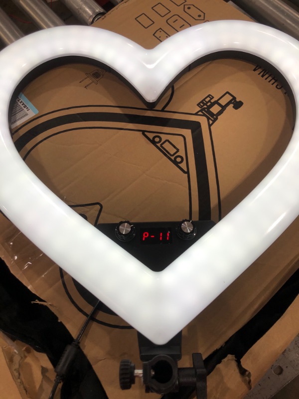 Photo 3 of Heart Shaped Ring Light with Stand 19-Inch Seven-Color Dimming Led Heart Ring Light 360° Rotatable Floor lamp for Anchor Live Broadcast Fill Light