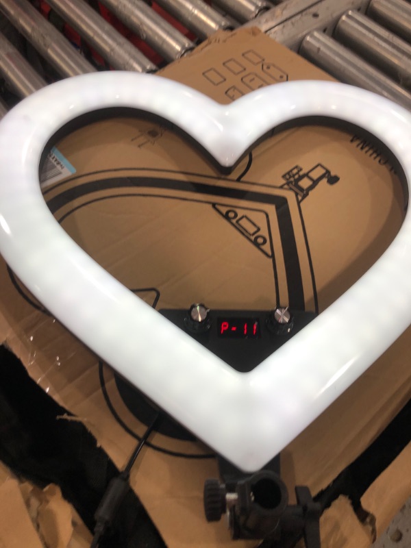 Photo 2 of Heart Shaped Ring Light with Stand 19-Inch Seven-Color Dimming Led Heart Ring Light 360° Rotatable Floor lamp for Anchor Live Broadcast Fill Light