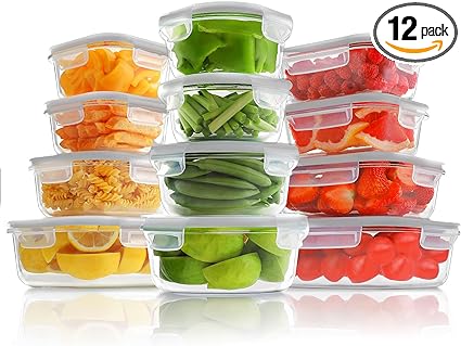 Photo 1 of 12 Sets Glass Food Storage Containers with Lids, Glass Meal Prep Containers, Airtight Glass Bento Boxes, BPA Free & Leak Proof, Pantry Kitchen Storage(12 lids & 12 Containers) - Gray