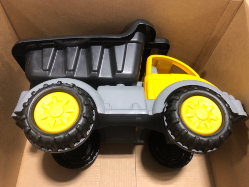 Photo 3 of American Plastic Toys Kids’ Gigantic Dump Truck, Tilting Dump Bed, Knobby Wheels, and Metal Axles Fit for Indoors and Outdoors, Haul Sand, Dirt, or Toys, for Ages 2+ (Color May Vary)
