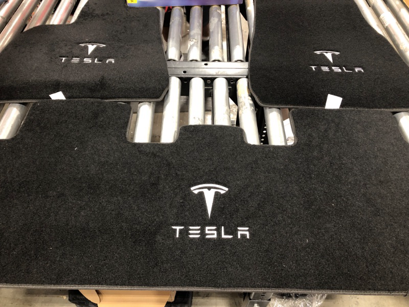 Photo 2 of Custom Fit for Tesla Model Y Car Floor Mats Original Factory Design All-Black Carpet Tesla Logo Embroidery Y-L/W