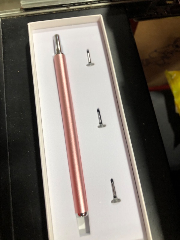 Photo 2 of Mixoo Retractable Stylus for Touch Screens - High Sensitivity Universal Stylus Touch Screen Pen with 3 Replaceable Disc Tips for iPad iPhone and All Other Capacitive Tablets & Cell Phones (Rose Gold)