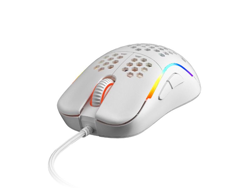 Photo 1 of HK GAMING NAOS M Ultra Lightweight Honeycomb Shell Ambidextrous Wired RGB Gaming Mouse 12 000 cpi | 7 Buttons | 59 g (Naos-M, White) Medium | Naos-M White