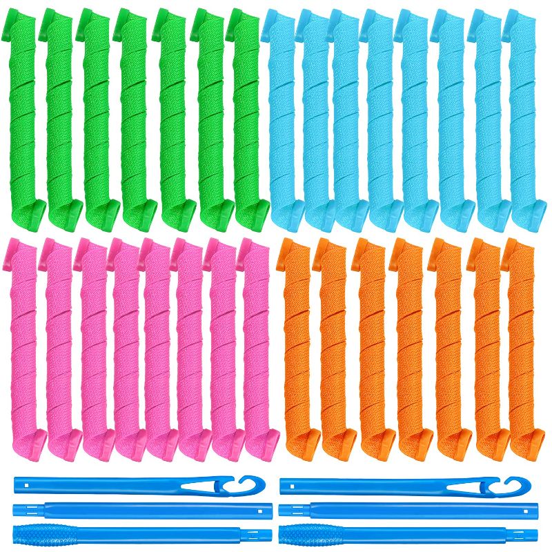 Photo 1 of 30 Pcs Hair Curlers Spiral Curls Heatless Hair Curlers No Heat Spiral Curlers Styling Kit with 2 Sets of Styling Hooks for Most Kinds of Hairstyles(Assorted Color,21.7in)

