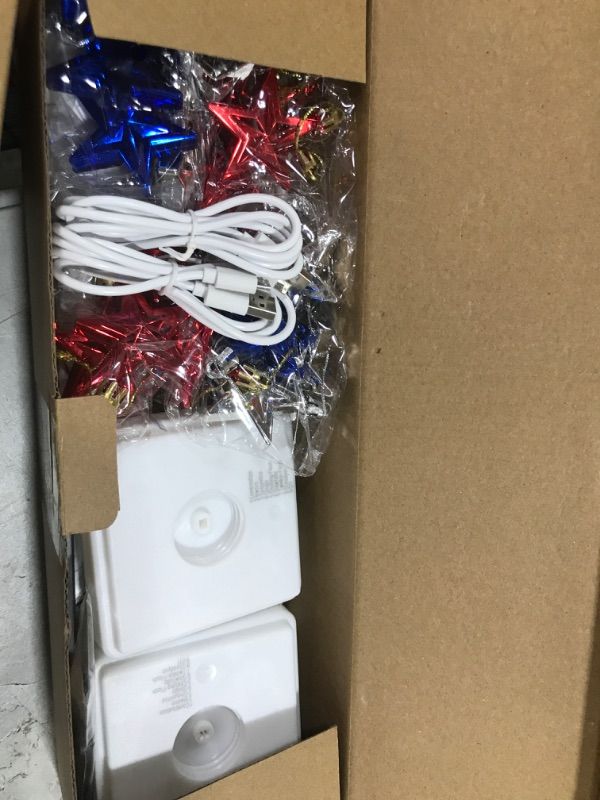Photo 2 of 2 Pack 24 Inch 4th of July Tree Light Patriotic Decorations, 8 Mode 36 LED Red White Blue Lights and 12 Stars, USB/Battery Operated Fourth of July Tree Light Home Decor Independence Day Memorial Day 24inch 36LED