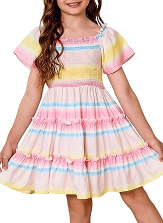 Photo 1 of blibean Tween Girl Elegant Summer Boho Dress Gradient Printed   Size XL 