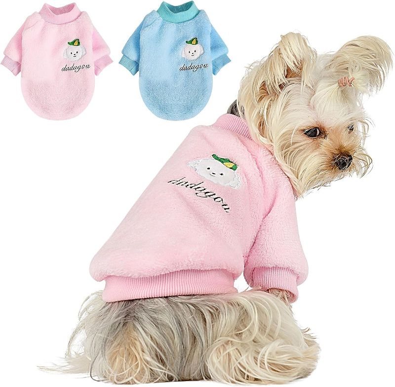 Photo 1 of 2 Pack Dog Sweater Chihuahua Fleece Clothes XXS~S Winter Warm Puppy Sweaters Boys Girls Tiny Dog Outfits for Teacup Yorkie Puppies Extra Small Breed Costume 