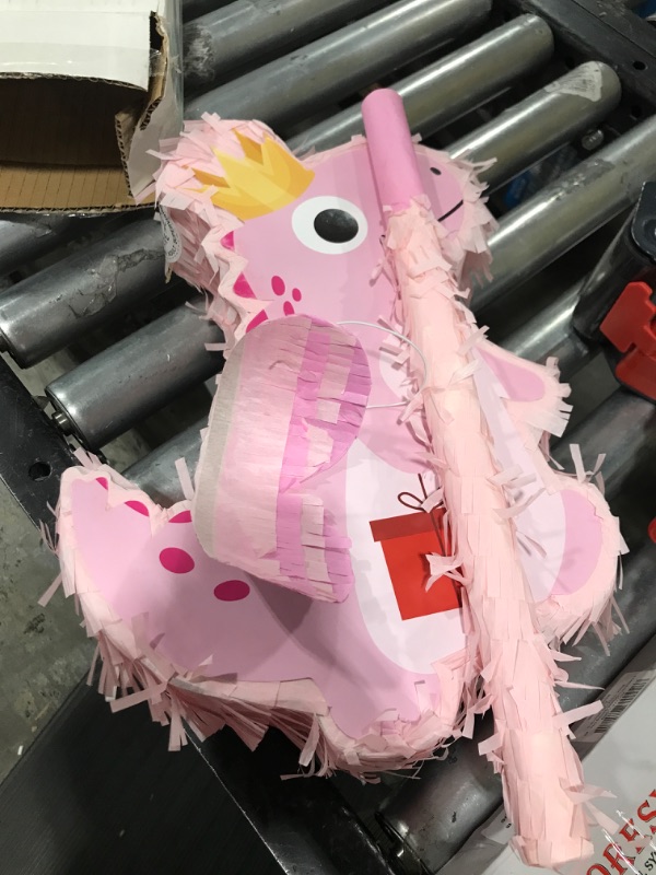 Photo 2 of Dinosaur Pinata with a Blindfold and Pinata Stick Cute Dino Pinata for Kids Boys Girls Birthday Party Baby Shower Animal Dinosaur Theme Party Supplies Decorations (Pink)