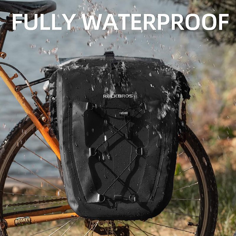 Photo 1 of ROCKBROS Bike Panniers Waterproof Bike Rear Rack Bag Max 30L Large Capacity Bike Rear Panniers for Cycling Traveling Commuting
