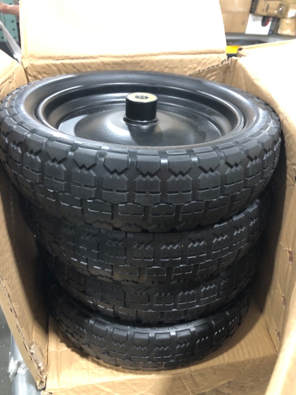 Photo 2 of (4-Pack) 13‘’ Tire for Gorilla Cart - Solid Polyurethane Flat-Free Tire and Wheel Assemblies - 3.15” Wide Tires with 5/8 Axle Borehole and 2.1” Hub 13“ Wheels -4 Pack