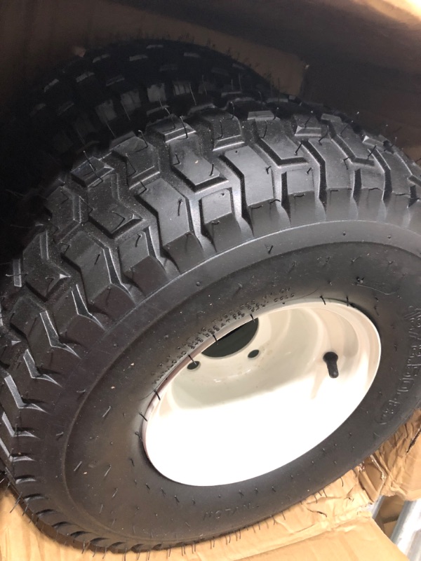 Photo 1 of (2-Pack) 18” Tubeless Tires On Rims - 18x8.5-8 Tire and Wheel Assemblies - 4-Lug 4” Center - 2.83” Center Bore - Load Range B Max Tire Weight of 815 Lbs - Compatible with Alumacraft Boat Trailers 18"x8.5-8" white