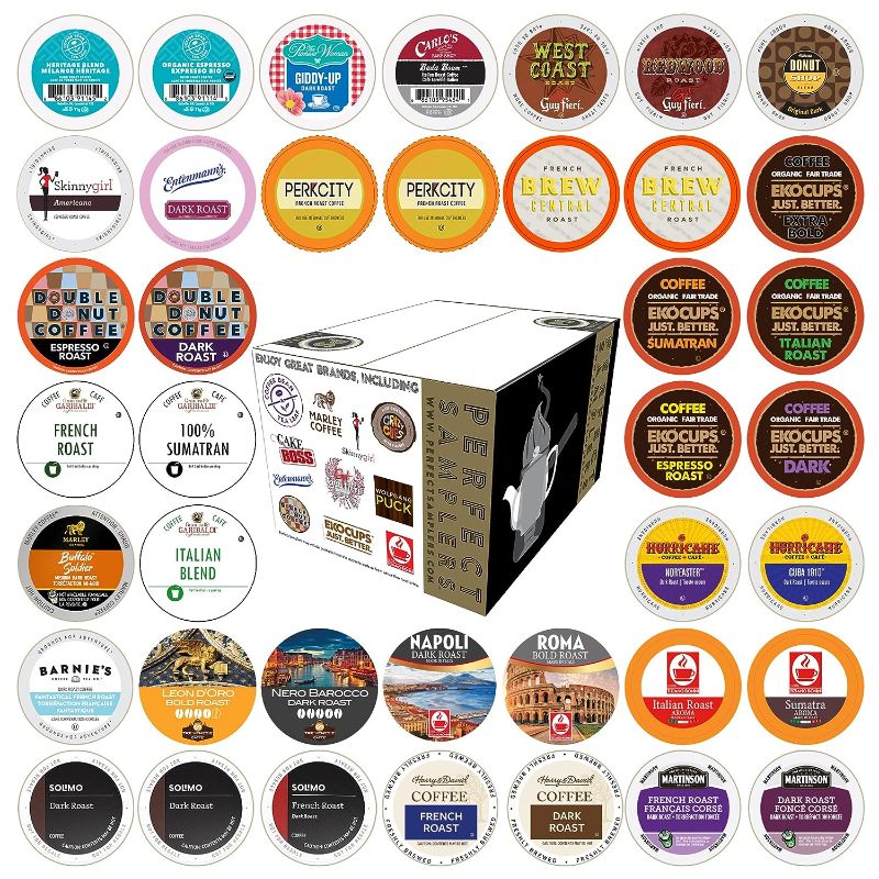 Photo 1 of Perfect Samplers Dark Roast Coffee Pod Variety Pack - Pack for Keurig K Cups Coffee Makers, Bold 40 Count EXP-11/12/2023
