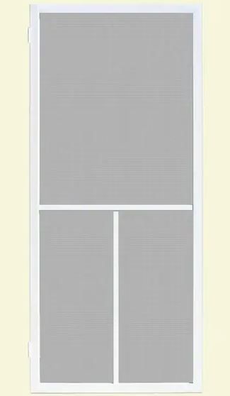 Photo 1 of 30 in. x 80 in. Ventura White Outswing Metal Hinged Screen Door
