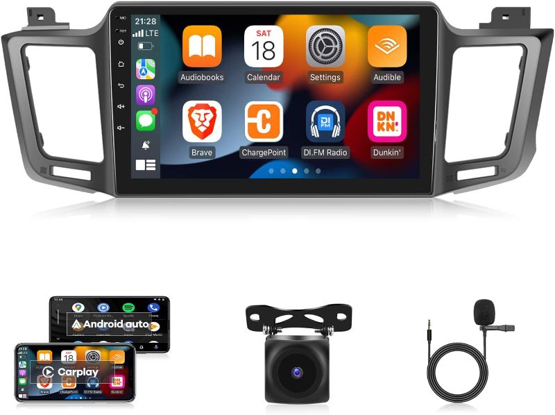 Photo 1 of [1G+16G] Car Radio for Toyota RAV4 2013 2014 2015 2016 2017 2018, 10.1 inch Android 11 Touch Screen Stereo, Apple Carplay/Android Auto/Hi-Fi Audio/Wi-Fi/1080P/SWC/Bluetooth + AHD Backup Camera + MIC
