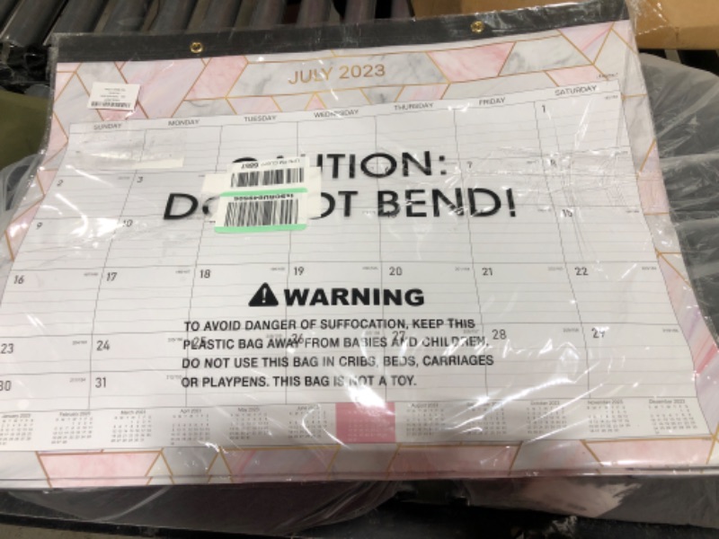 Photo 2 of 2023-2024 Desk Calendar - 18 Monthly Large Desk Calendar 2023-2024, 22" x 17", Jul 2023 - Dec 2024, Large Ruled Blocks, Tear Off Design, 2 Corner Protectors & 2 Hanging Hooks - Marble